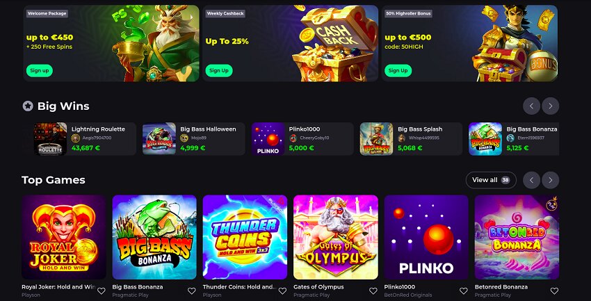 BetOnRed Casino Home Page