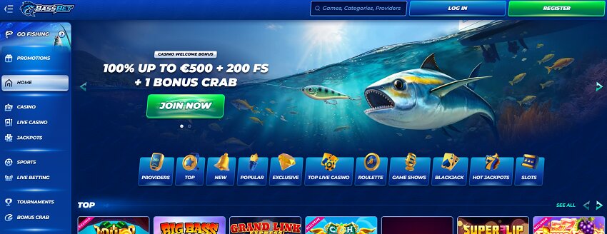 Bassbet Casino Home Page