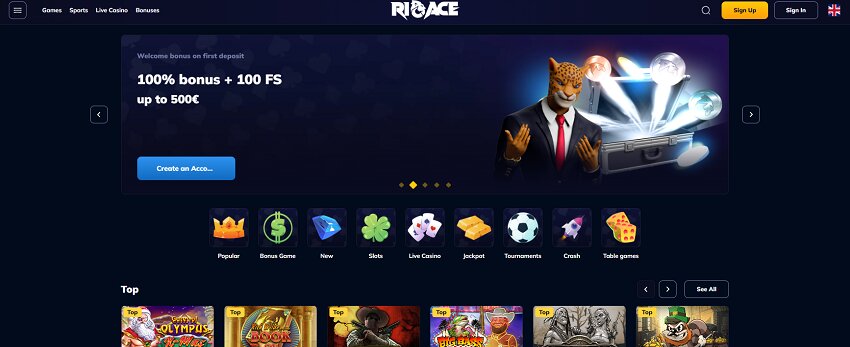 Rioace Casino Home Page