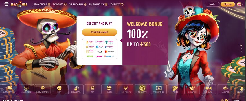 Slotvibe Casino Home Page