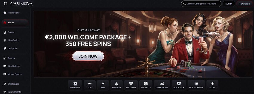 Casinova Casino Home Page