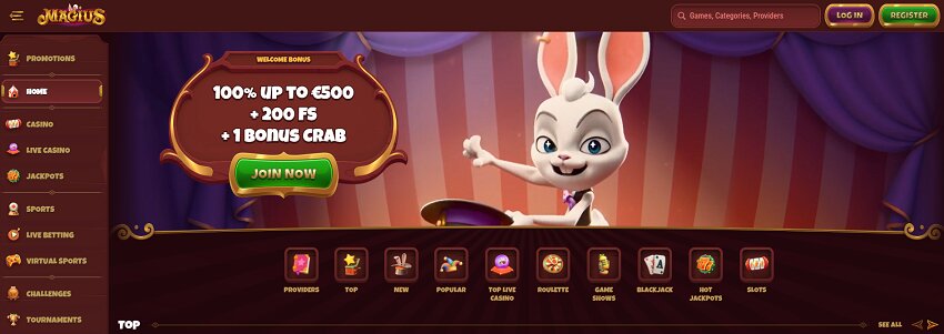 Magius Casino Home Page