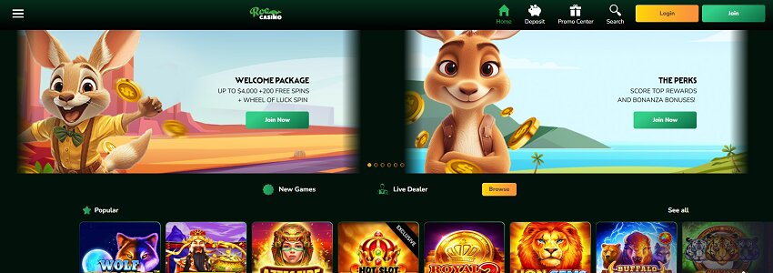 Roo Casino Home Page