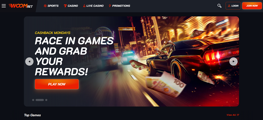 WoomBet Casino Home Page