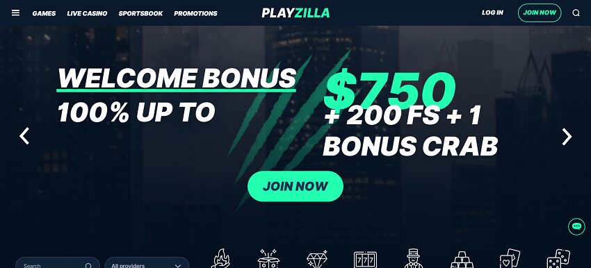 PlayZilla Casino Home Page