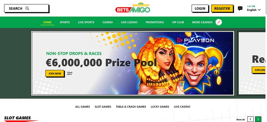 BetsAmigo Casino Home Page