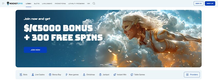 Rocket Spin Casino Home Page