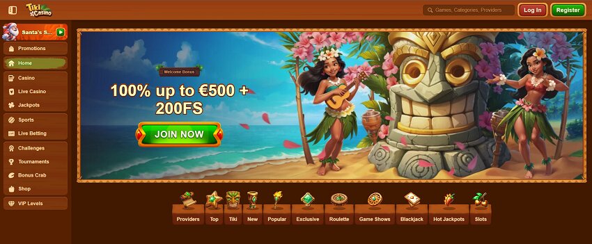 Tiki Casino Home Page