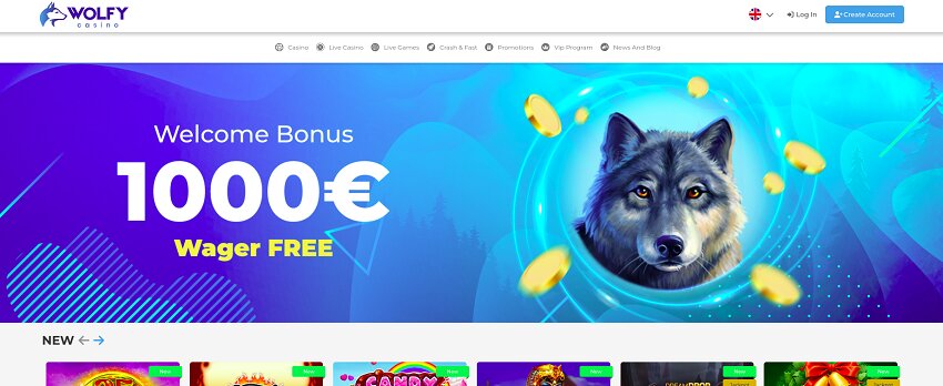 Wolfy Casino Home Page