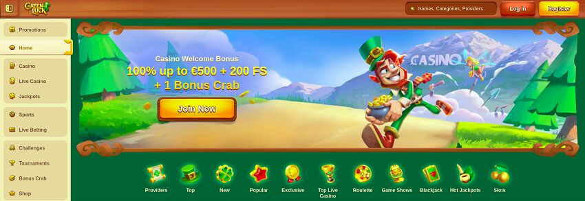 GreenLuck Casino Home Page