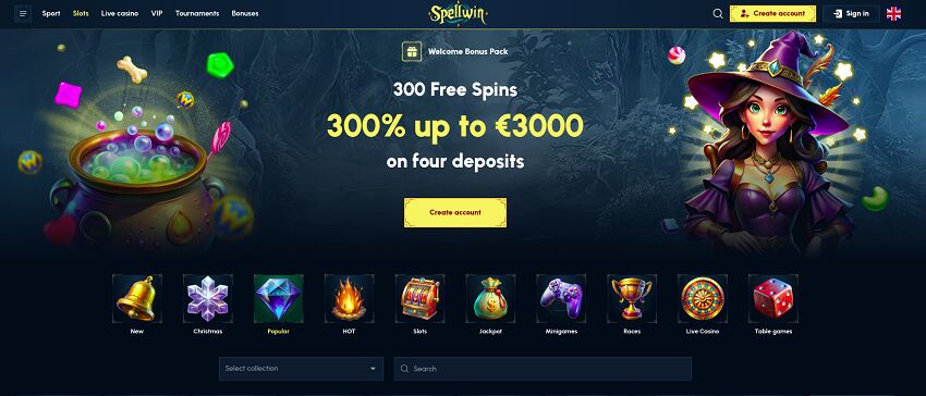 SpellWin Casino Home Page