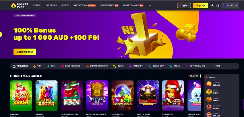 RocketPlay Casino Home Page