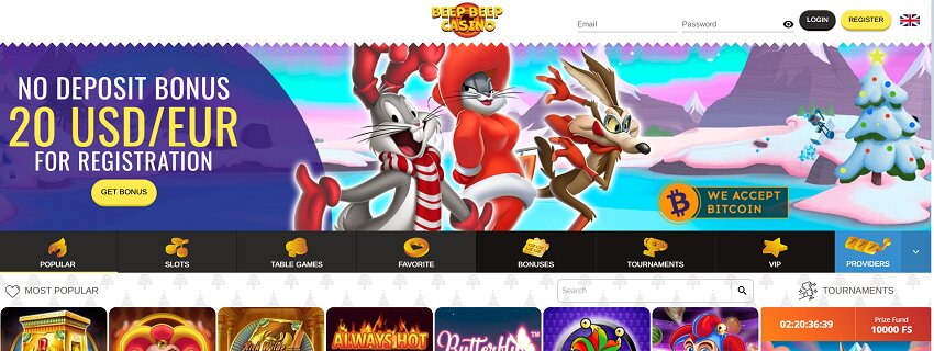 Beep Beep Casino Home Page